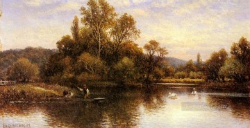 The Ferry landscape Alfred Glendening stream Oil Paintings